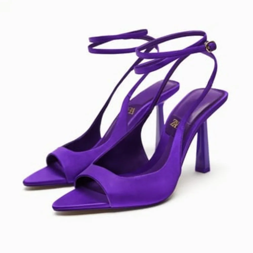 ZARA FABRIC HIGH-HEEL SANDALS  Purple SIZE  | 2338/110